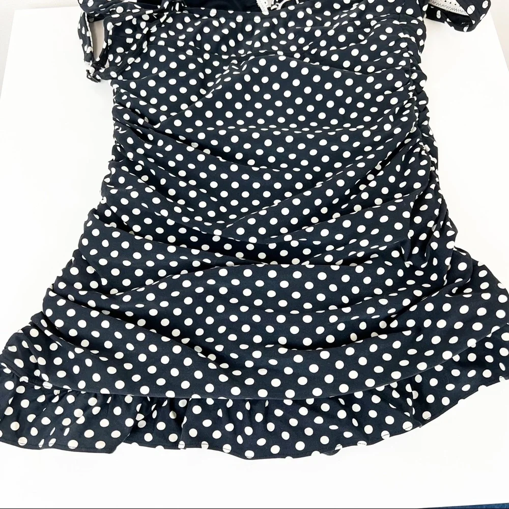Coco Reef Polka Dot Mod One-piece with Ruffle Overlay 36D - Picture 8 of 11